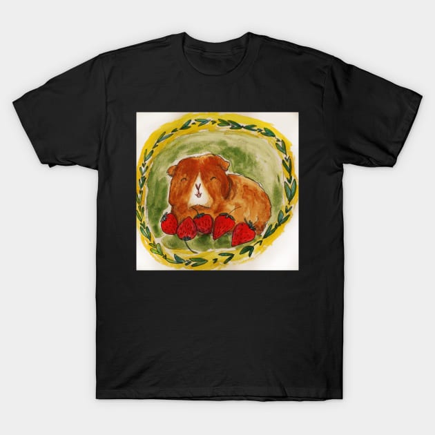 Guinea pig strawberries, summer, piggy, cavy T-Shirt by Edgot